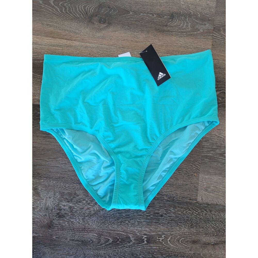 Adidas Women's Aqua Blue High Rise‎ Bikini Bottom Plus Size Swimwear size 3X #9